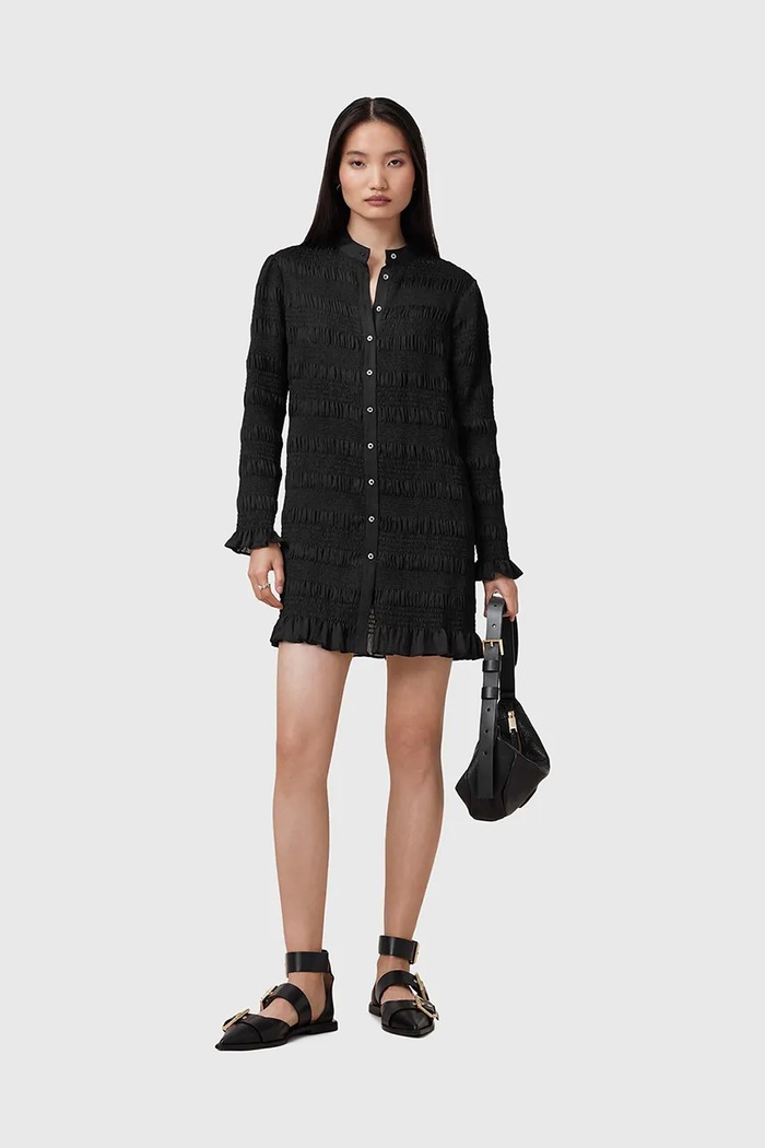 Рокля AllSaints MEG W062DC черен