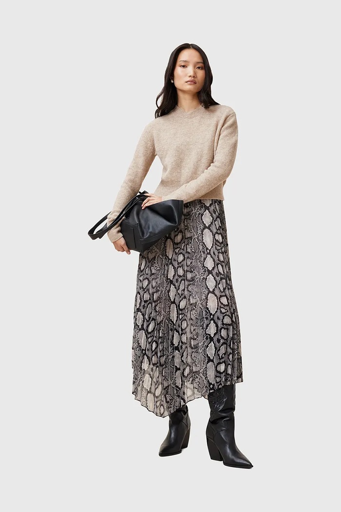 Šaty a vlněný svetr AllSaints DONATELLA midi vícebarevná W066DC