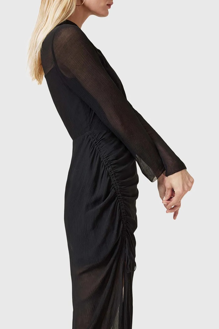 Haljina s dodatkom svile AllSaints RIZO crna W085DC
