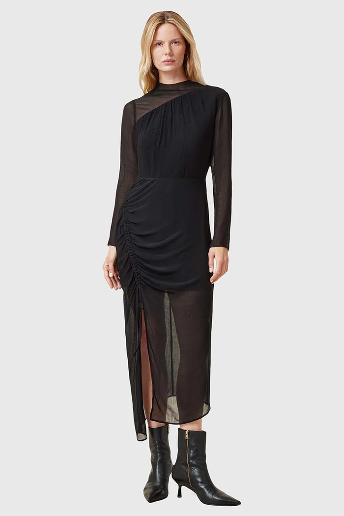Haljina s dodatkom svile AllSaints RIZO W085DC