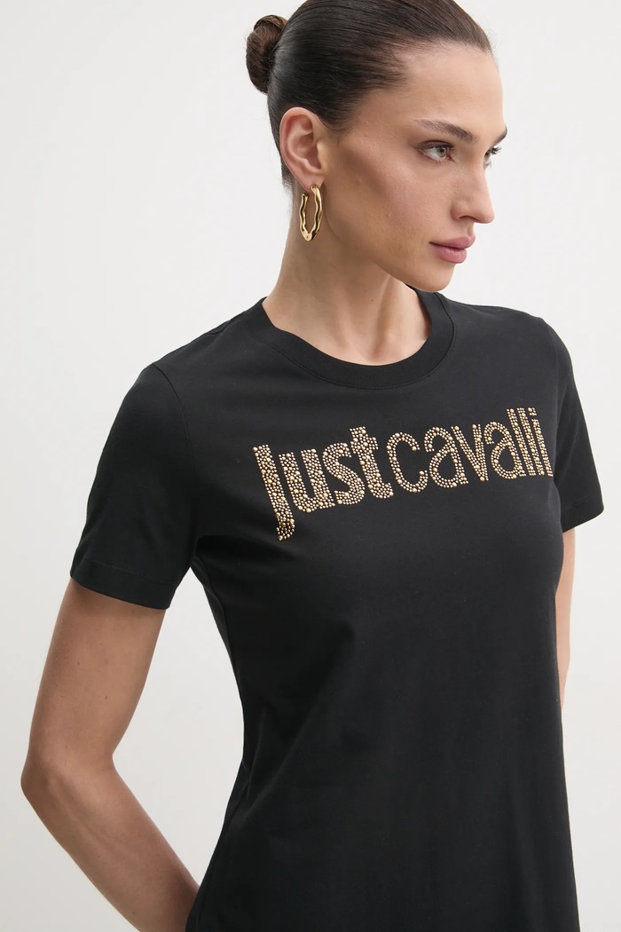 Just Cavalli sukienka bawełniana czarny 78PAOE15.CJ110