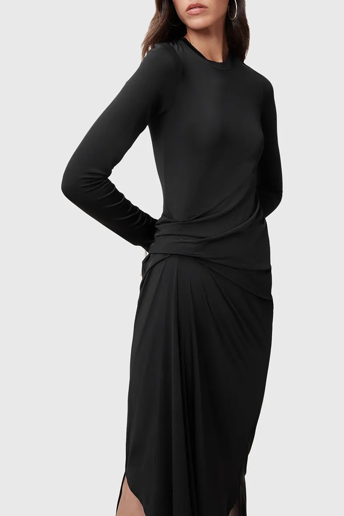 Odzież AllSaints sukienka RIVI W007DC czarny
