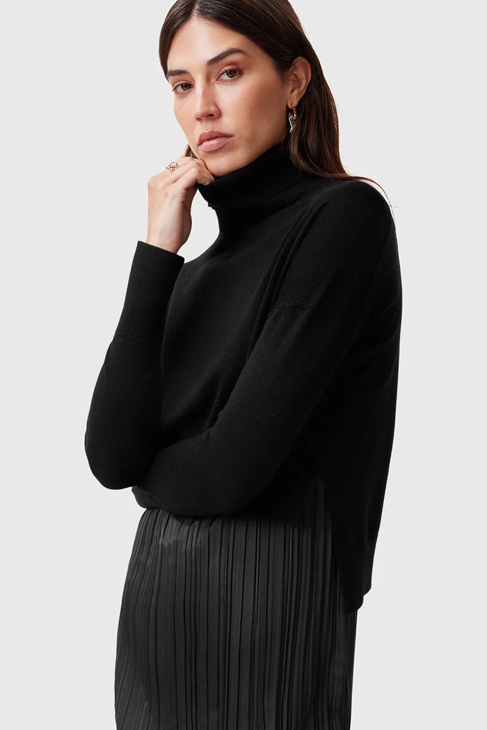 AllSaints rochie si pulover VITTORIA W030DC negru SS25