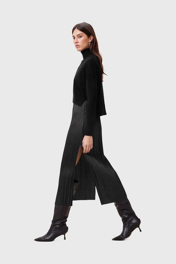 AllSaints rochie si pulover VITTORIA negru W030DC
