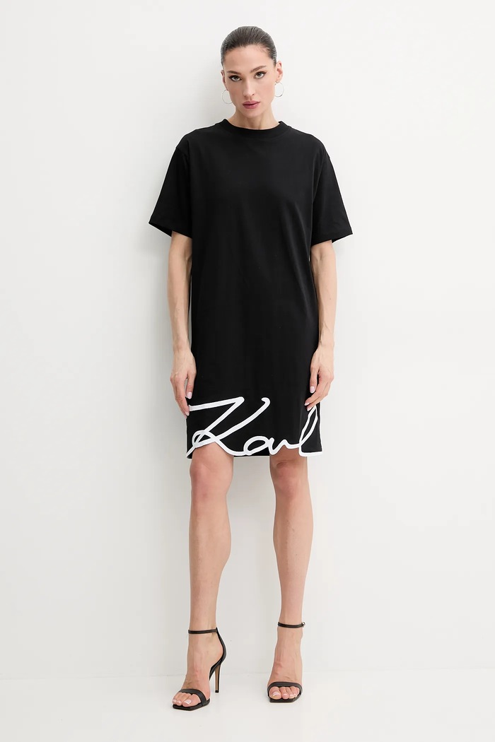 Bavlněné šaty Karl Lagerfeld A1W13001 černá SS25