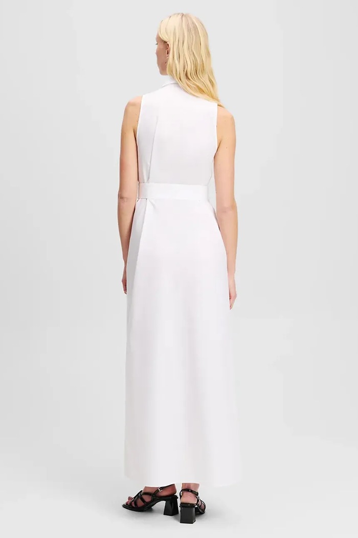 Bombažna obleka Karl Lagerfeld A2W13004 bela SS25