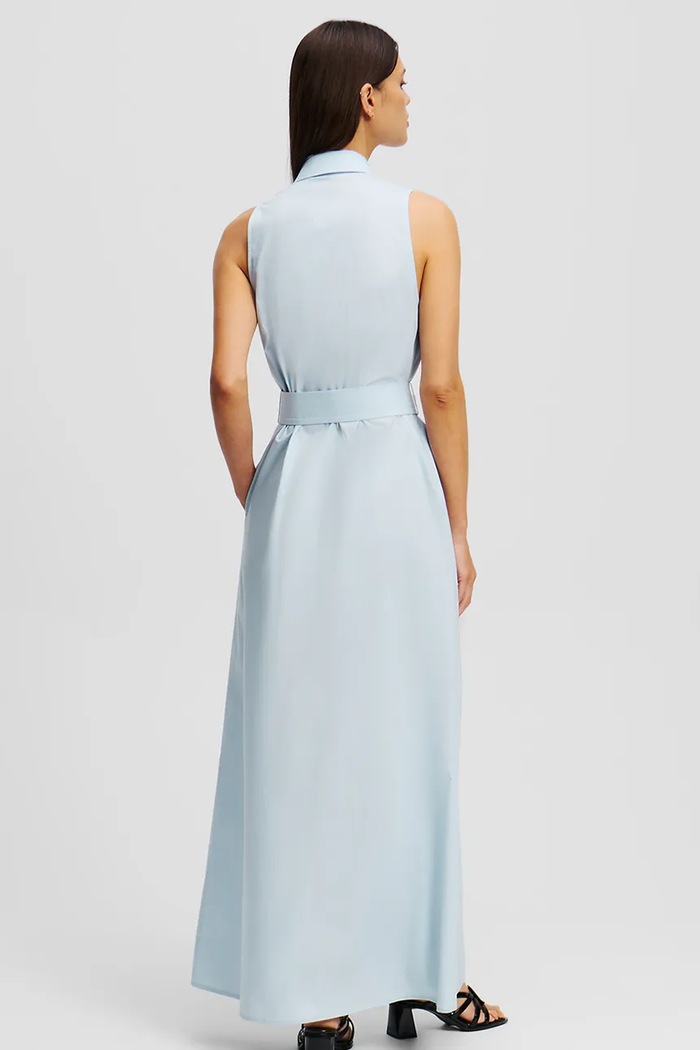 Хлопковое платье Karl Lagerfeld A2W13004 голубой SS26