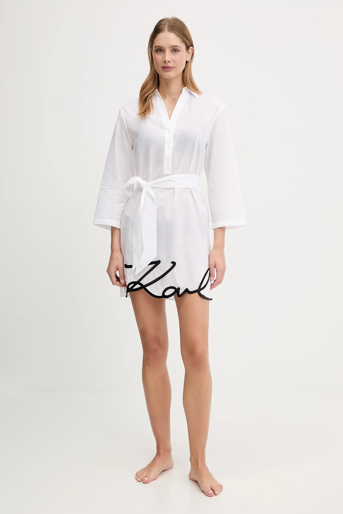 Karl Lagerfeld letné šaty bavlnené A2W46075 biela AA00