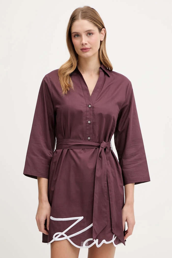 Karl Lagerfeld letné šaty bavlnené burgundské A2W46075