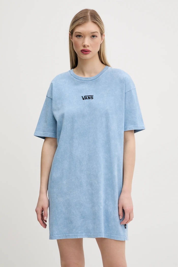 Vans rochie din bumbac mini albastru VN00046QE2W1