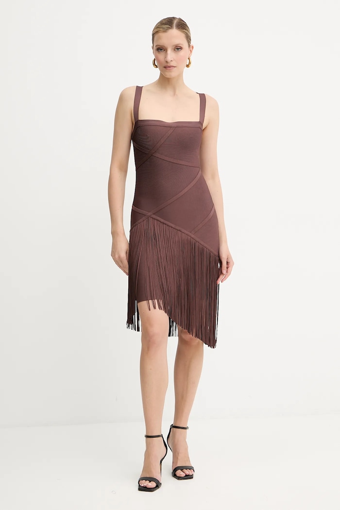 Šaty Herve Leger Josephine FRI8513807 hnedá AW25