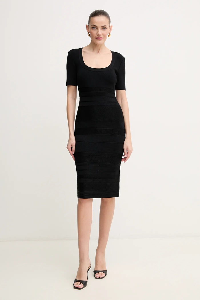 Obleka Herve Leger Marianne MSB8518700 črna SS25