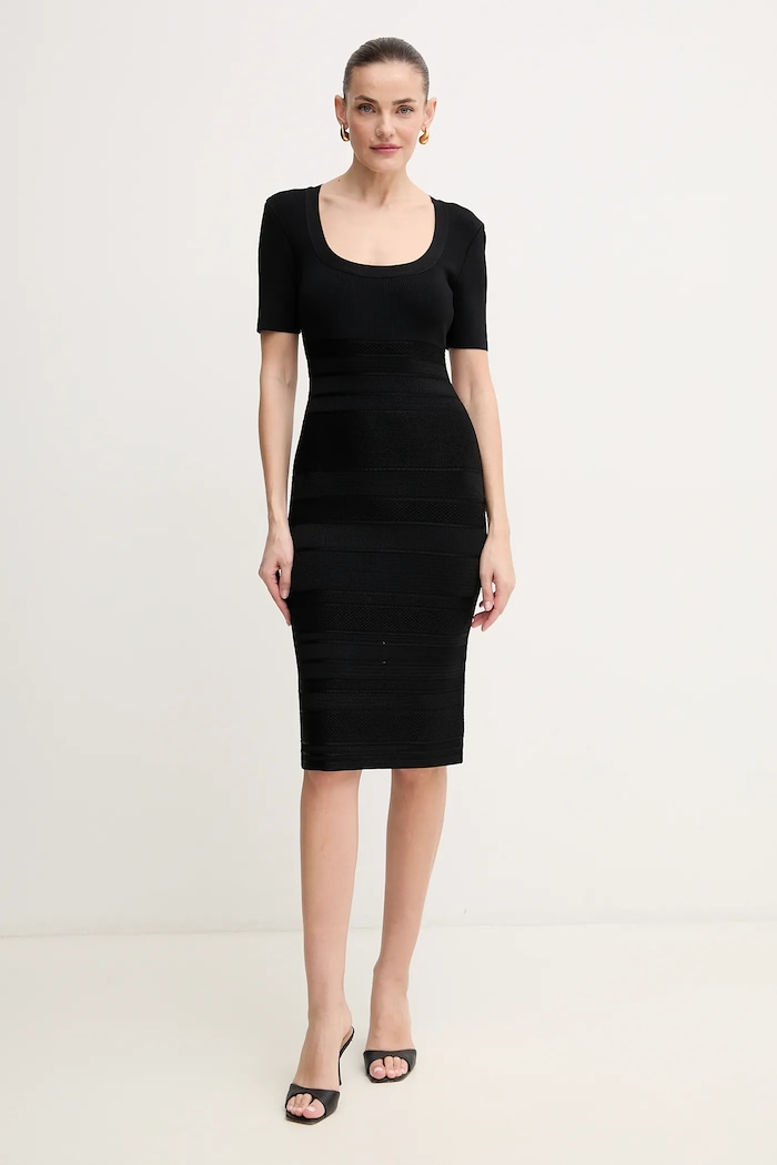 Obleka Herve Leger Marianne MSB8518700 črna SS25