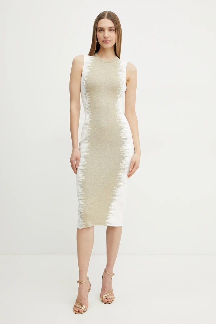Šaty Herve Leger Ruby pletenina zlatá CBI8498804