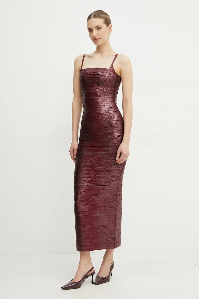 Šaty Herve Leger Gemma jednofarebný burgundské HFL8503778