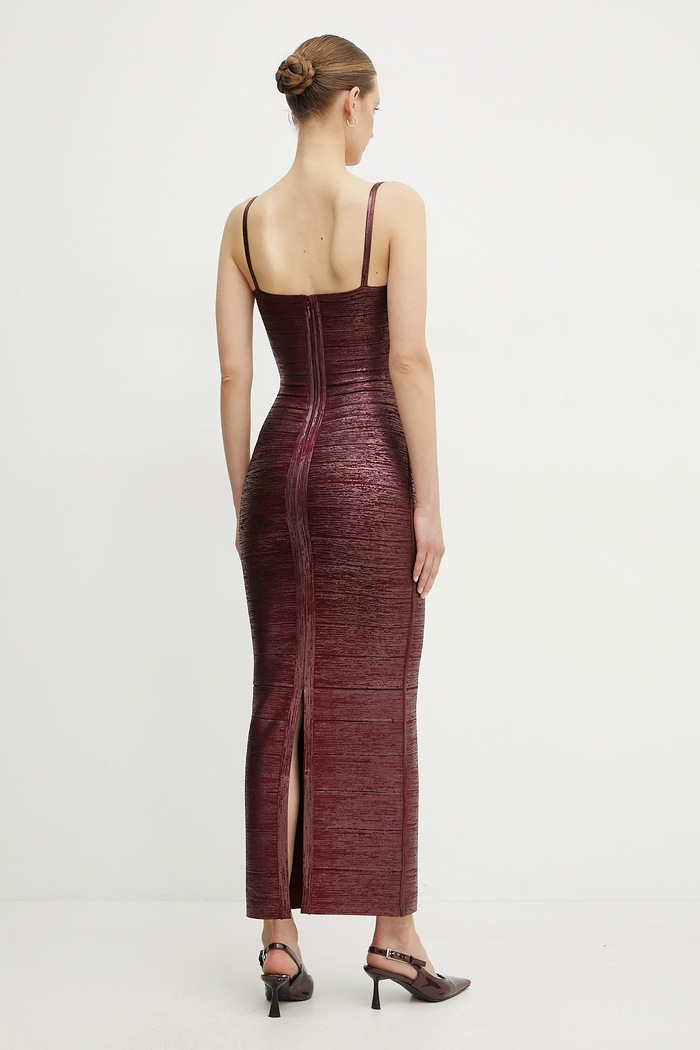 Šaty Herve Leger Gemma HFL8503778 burgundské SS25