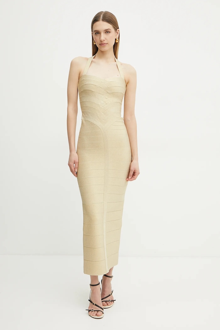 Šaty Herve Leger Iris zlatá HLM8505780
