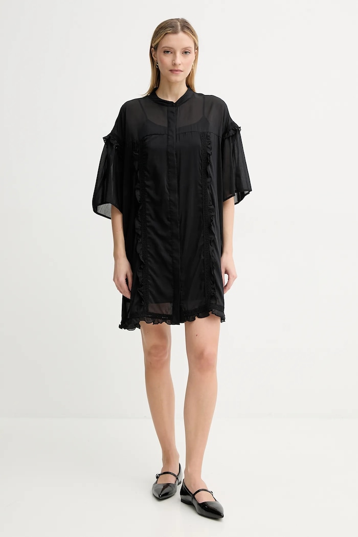 ISABELLE BLANCHE rochie din amestec de mătase IS25SS.A078.T018 negru SS25