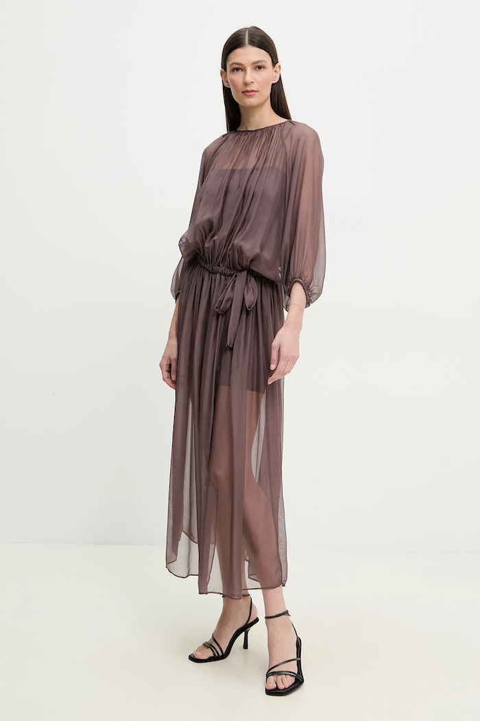 Hedvábné šaty ISABELLE BLANCHE IS25SS.A033.T024 hnědá SS25