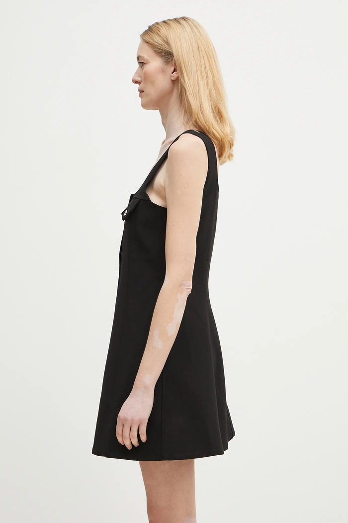 GANNI sukienka Bonded Crepe Mini W0187 czarny SS25