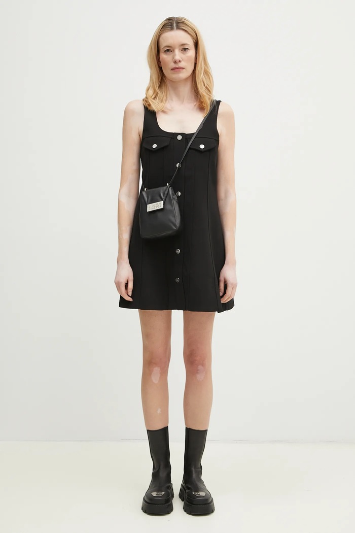 GANNI sukienka Bonded Crepe Mini W0187 czarny