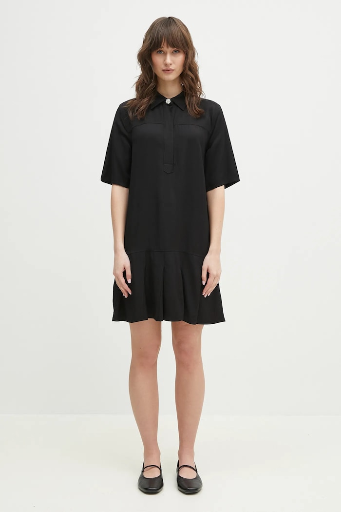 GANNI sukienka Viscose Twill Mini casual czarny W0083