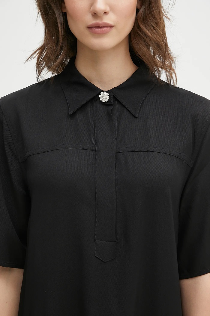 GANNI sukienka Viscose Twill Mini czarny W0083