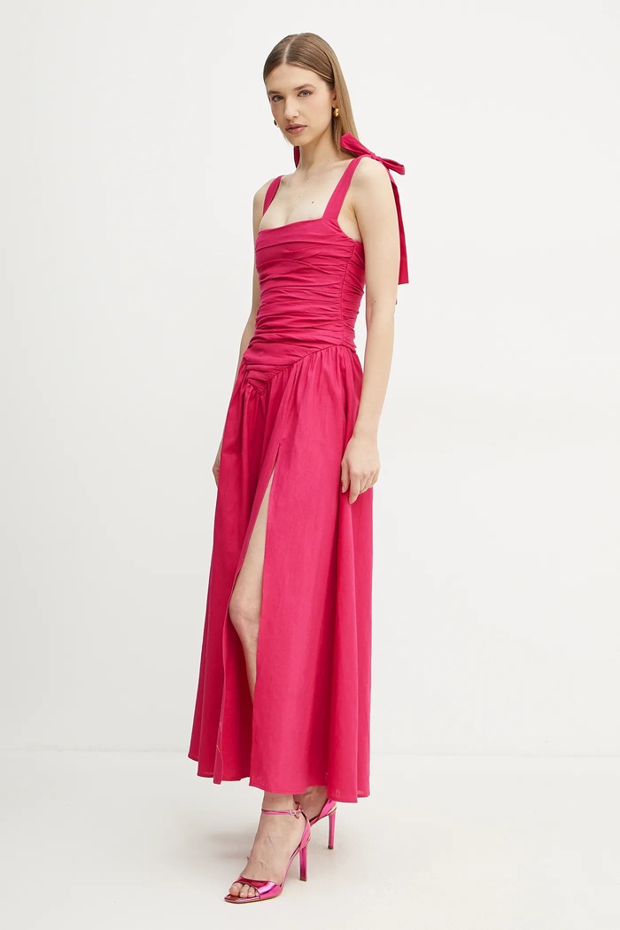 Bardot rochie din in 59877DB roz SS25