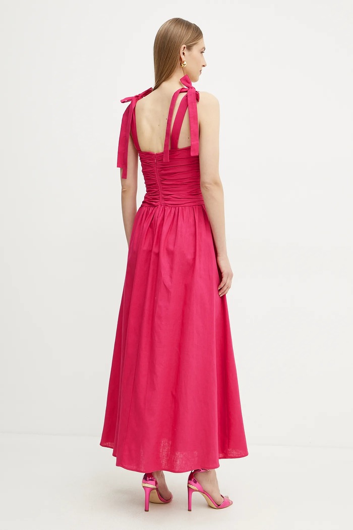 Îmbrăcăminte Bardot rochie din in 59877DB roz
