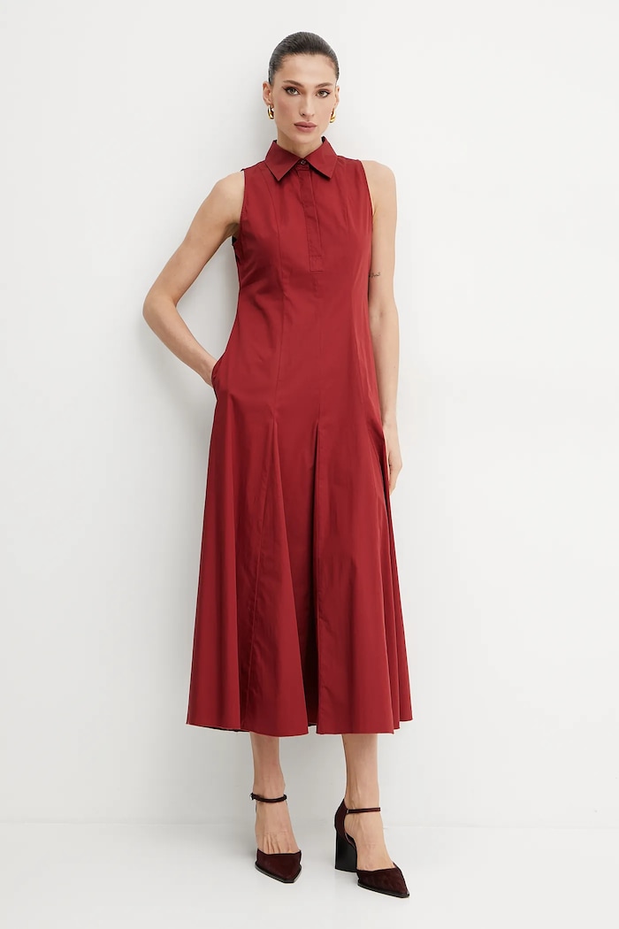 Bavlněné šaty MAX&Co. 2516221014200 burgundské SS25