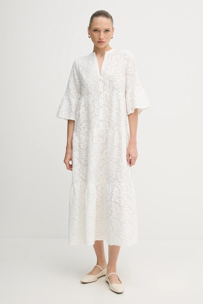 Marc Aurel rochie din bumbac maxi alb 6544.1020.73855