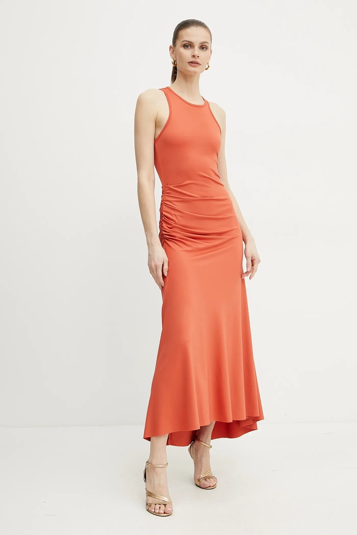 Victoria Beckham sukienka z elastanem pomarańczowy 1225JDR006253A