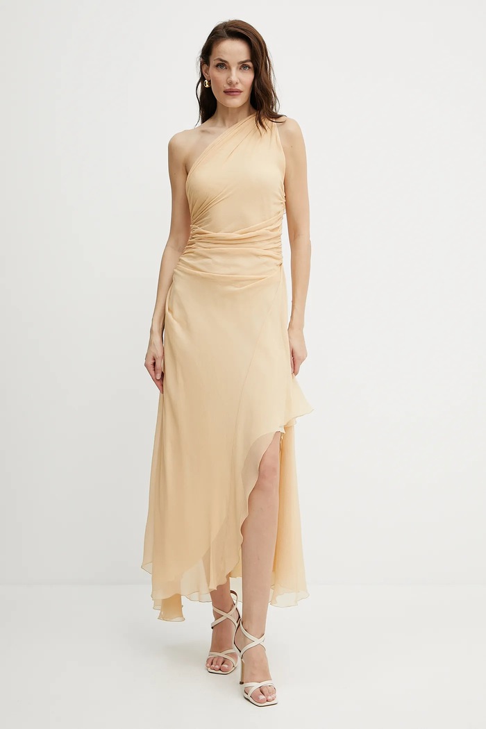 Μεταξωτό φόρεμα Victoria Beckham ύφασμα μπεζ 1225WDR006487C