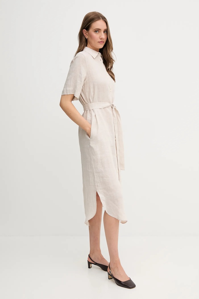 Ленена рокля Gant 4503390 бежов SS25