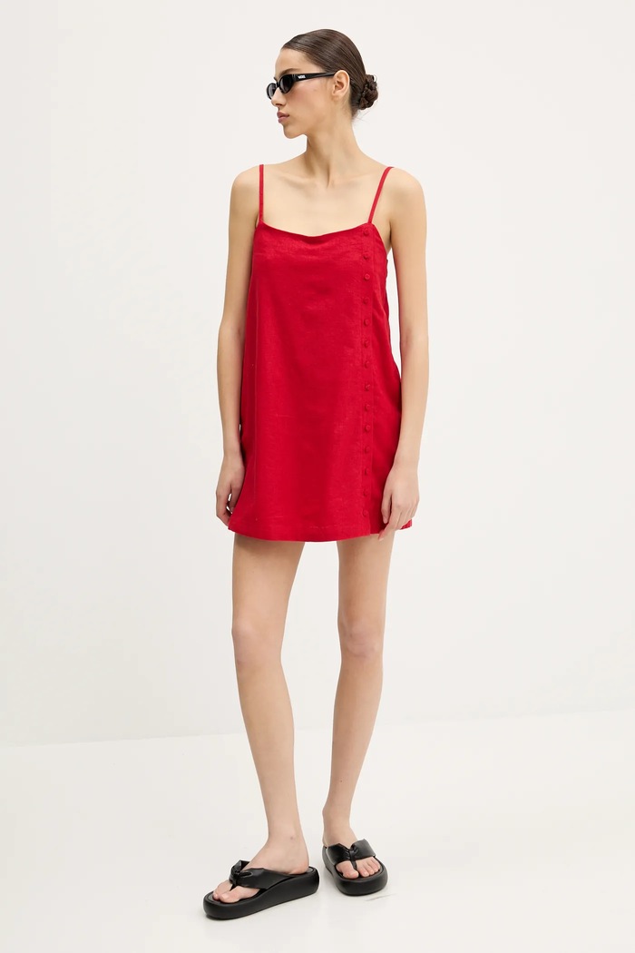 Abercrombie & Fitch Rochie din in KI159.5573.500 rosu SS25