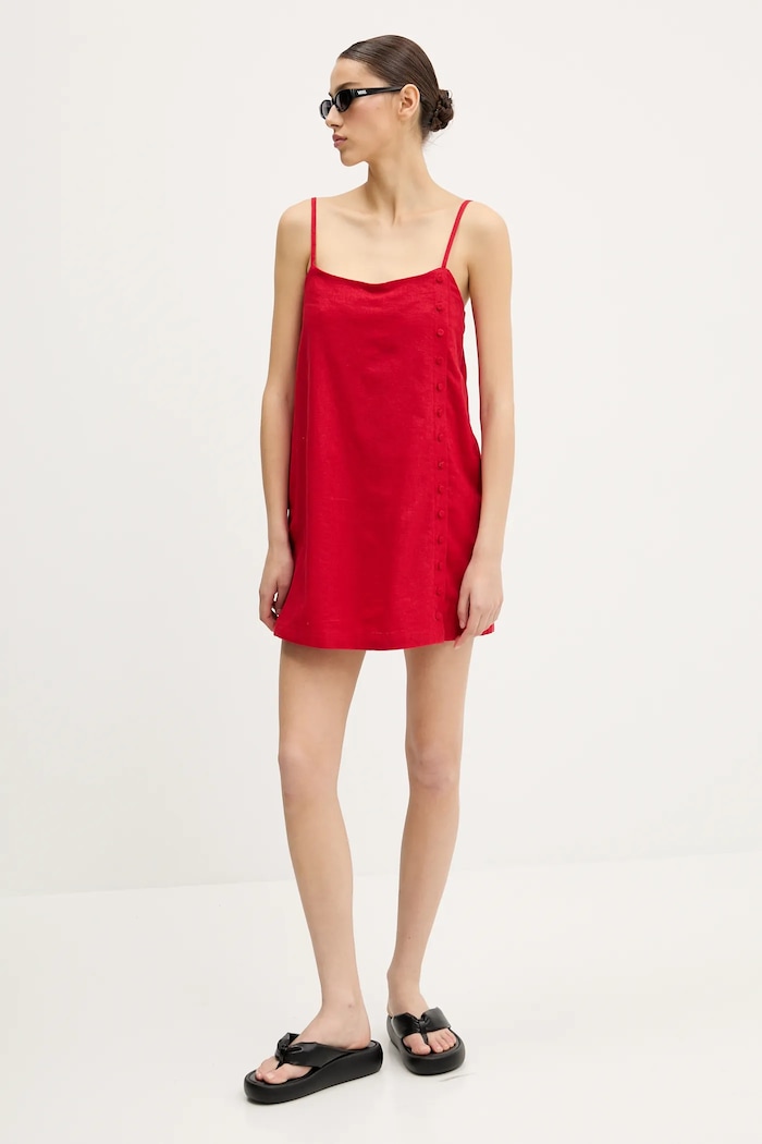 Abercrombie & Fitch Rochie din in KI159.5573.500 rosu SS25
