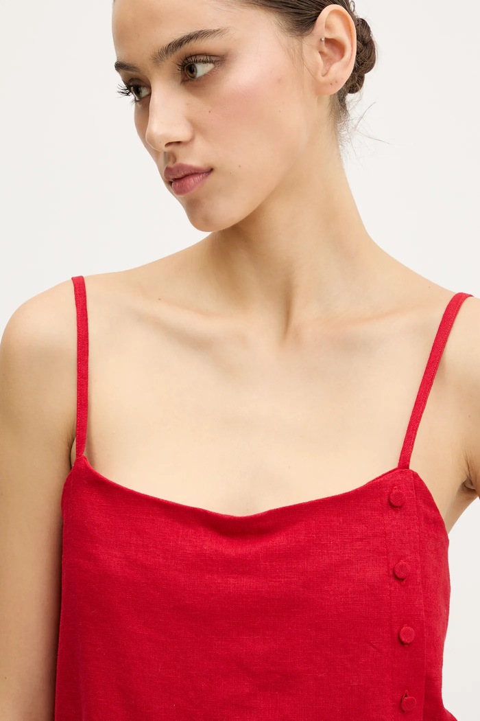Rochie din in Abercrombie & Fitch KI159.5573.500 rosu