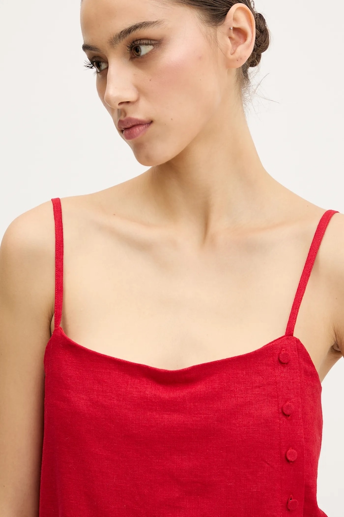 Rochie din in Abercrombie & Fitch KI159.5573.500 rosu