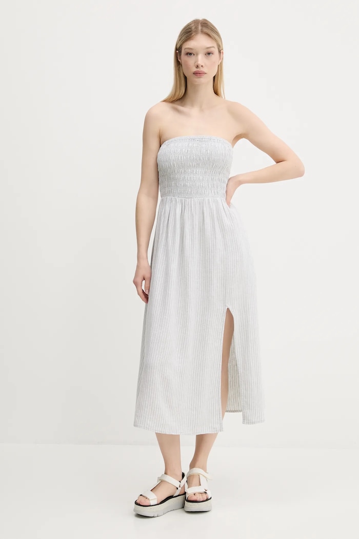 Lněné šaty Hollister Co. mini šedá KI359.1209.104