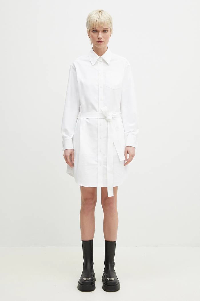 Kenzo cotton dress button down collar white FF52RO4059LO.01
