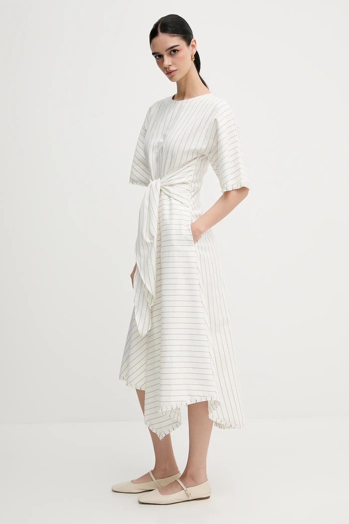 Odjeća Haljina s dodatkom lana Pedro del Hierro 3819817 bež