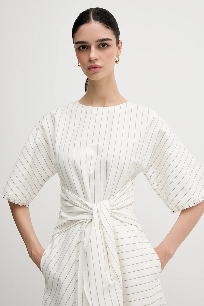 Haljina s dodatkom lana Pedro del Hierro bež 3819817