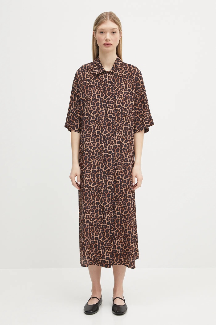 Anine Bing dress Julia Dress fabric brown A.02.0491