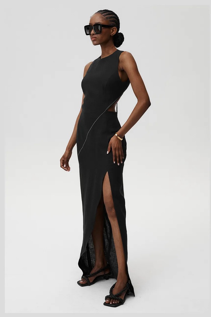 Odzież Undress Code sukienka lniana Margherita Dress Stitch 895 czarny