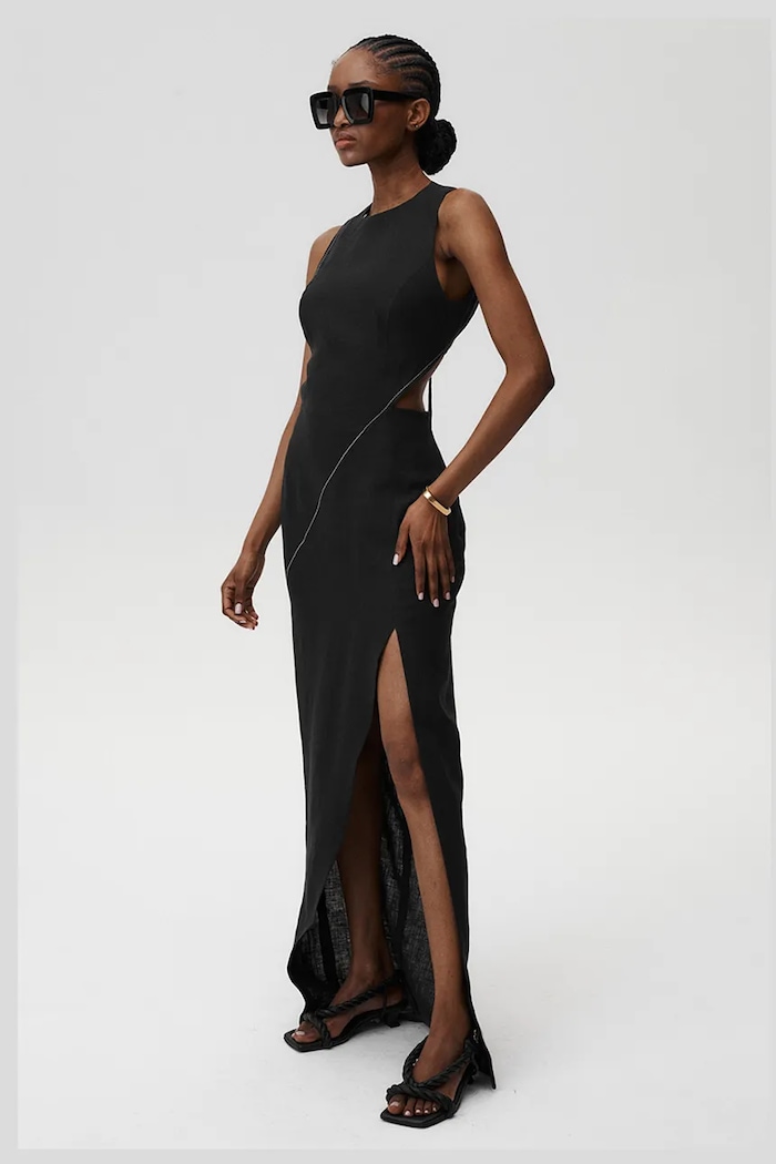 Odzież Undress Code sukienka lniana Margherita Dress Stitch 895 czarny