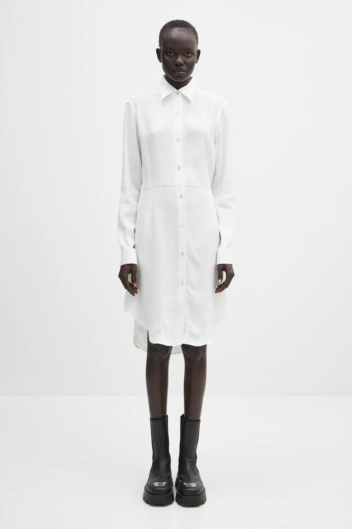 Wales Bonner dress Antille button down collar white WS25DR05.VI03.100