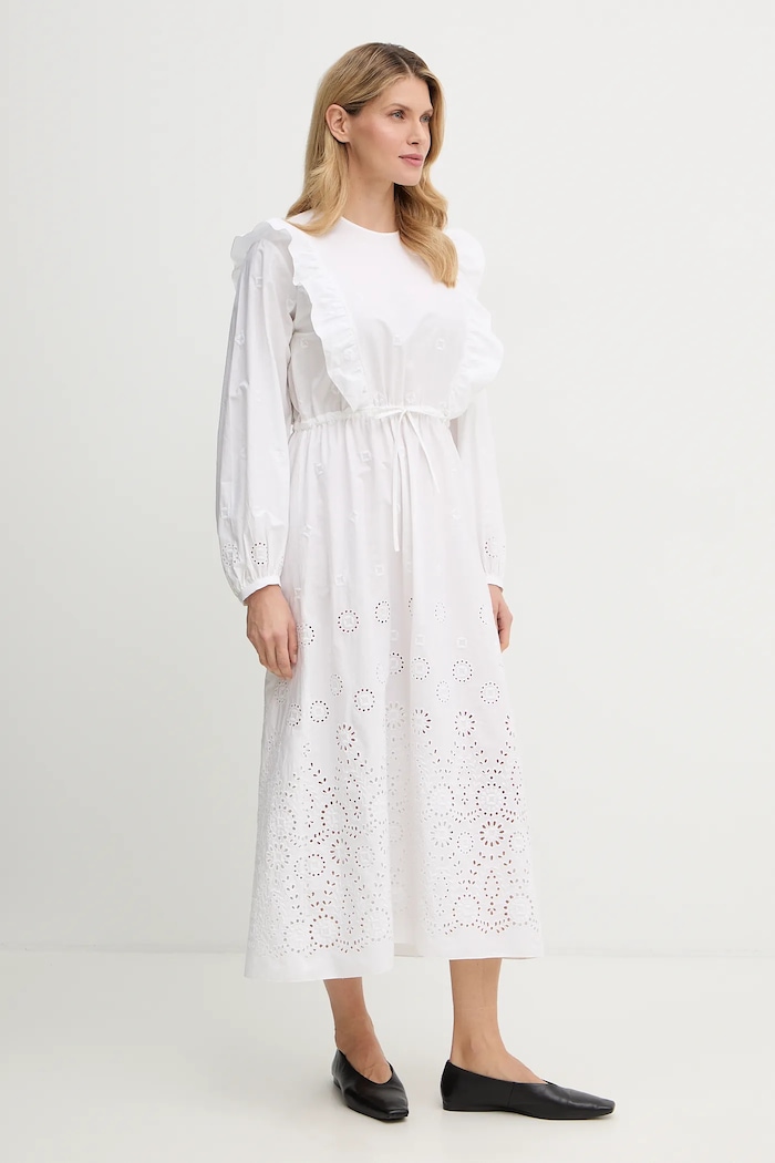 Bavlněné šaty A.P.C. Robe Ginger COHFF.F35154 bílá SS25