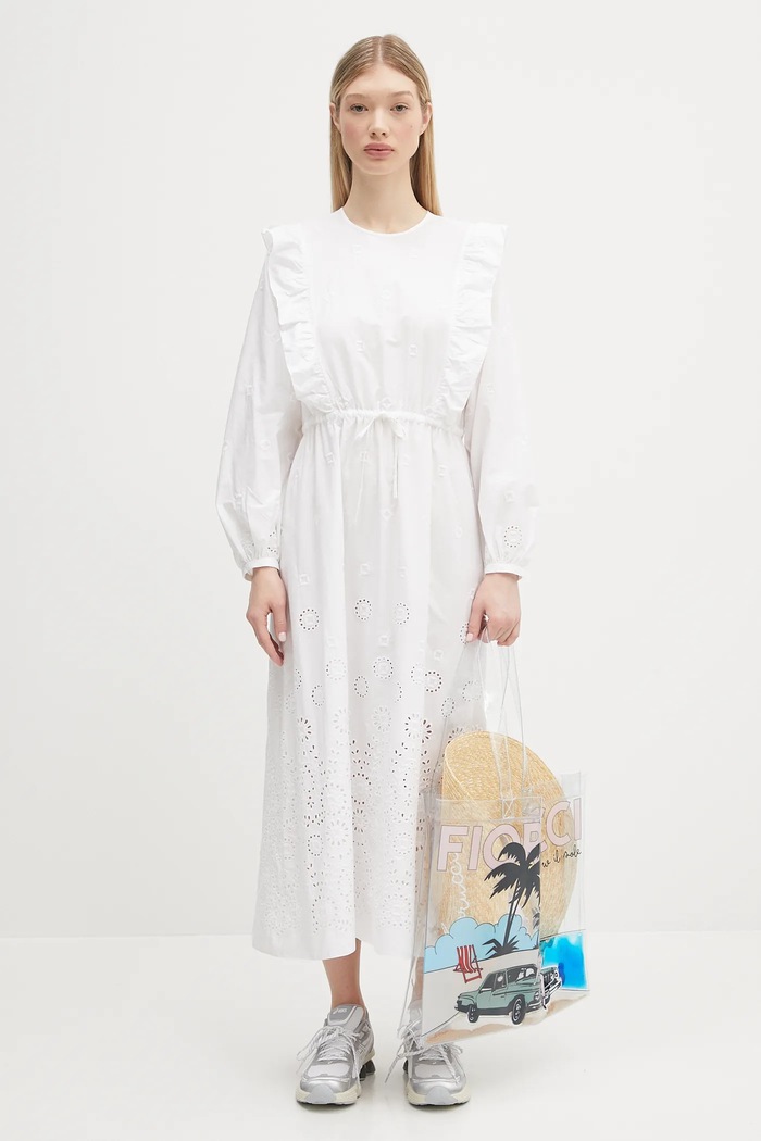 Bavlnené šaty A.P.C. Robe Ginger COHFF.F35154 biela