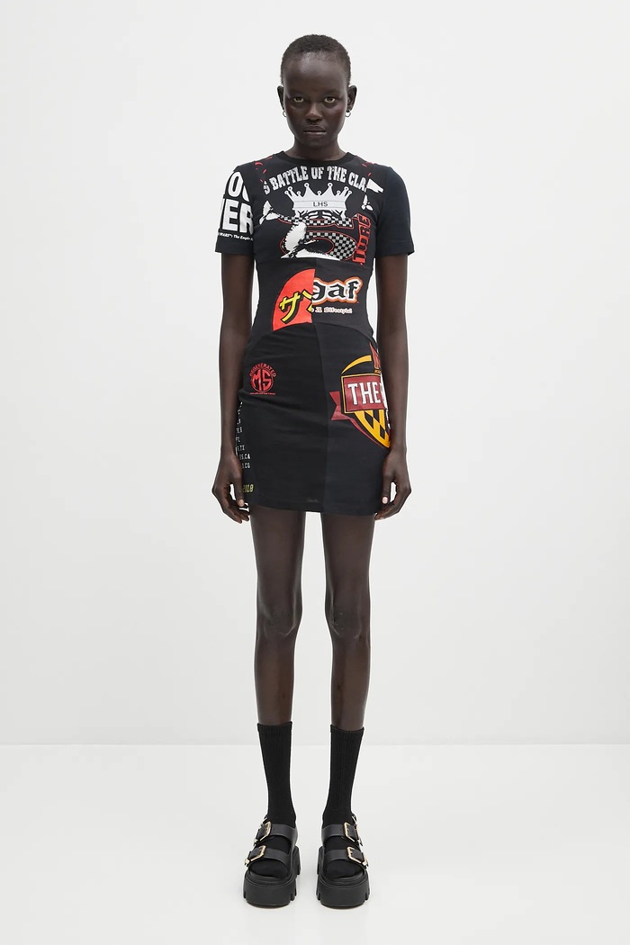 Marine Serre dress Regenerated Graphic T-Shirts Mini mini black WDR230A.UJER0003