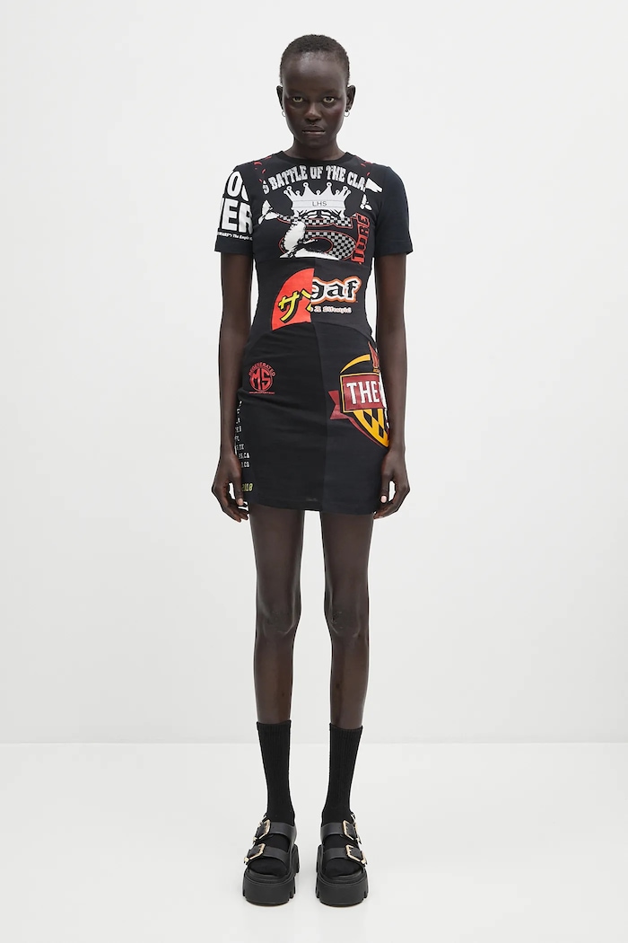 Marine Serre dress Regenerated Graphic T-Shirts Mini mini black WDR230A.UJER0003